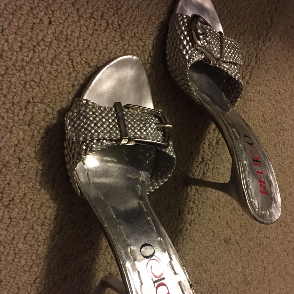 Redco 8 Silver slip on heels, used good condition